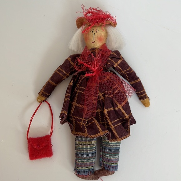 AUGUST MOON by LANG, Red Hats Collection Fabric Pin Doll - Picture 2 of 8